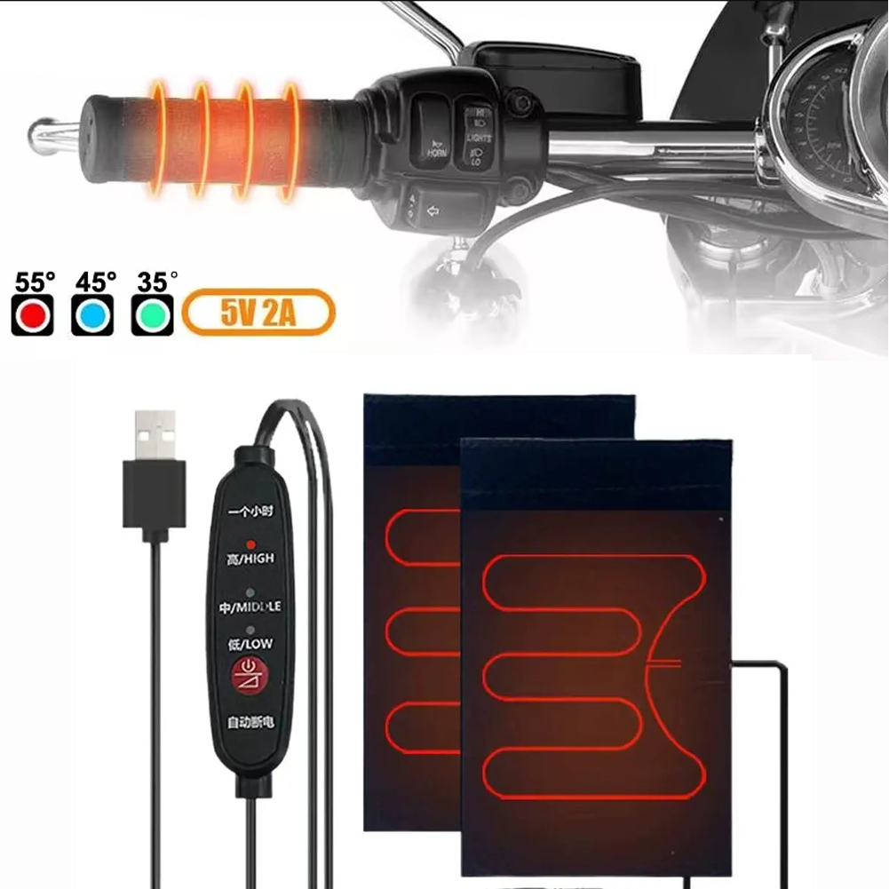 Handlebar Grip Heated - ที่จับมอเตอร์ไซค์แบบมีระบบทำความร้อน USB 12V ปรับความเร็วได้ 3 ระดับ